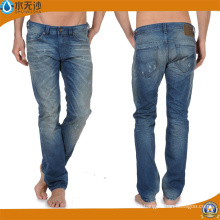 Neue Mens Design Gerade Jeans Hose Blau Denim Hosen